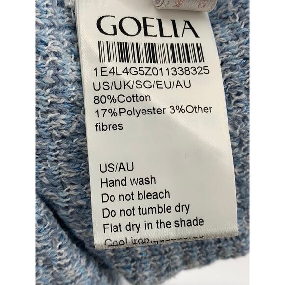 GOELIA Women's Blue-White Knit V-Neck Gathered Waist Button-Up Mini Dress SZ XS - Picture 10 of 12